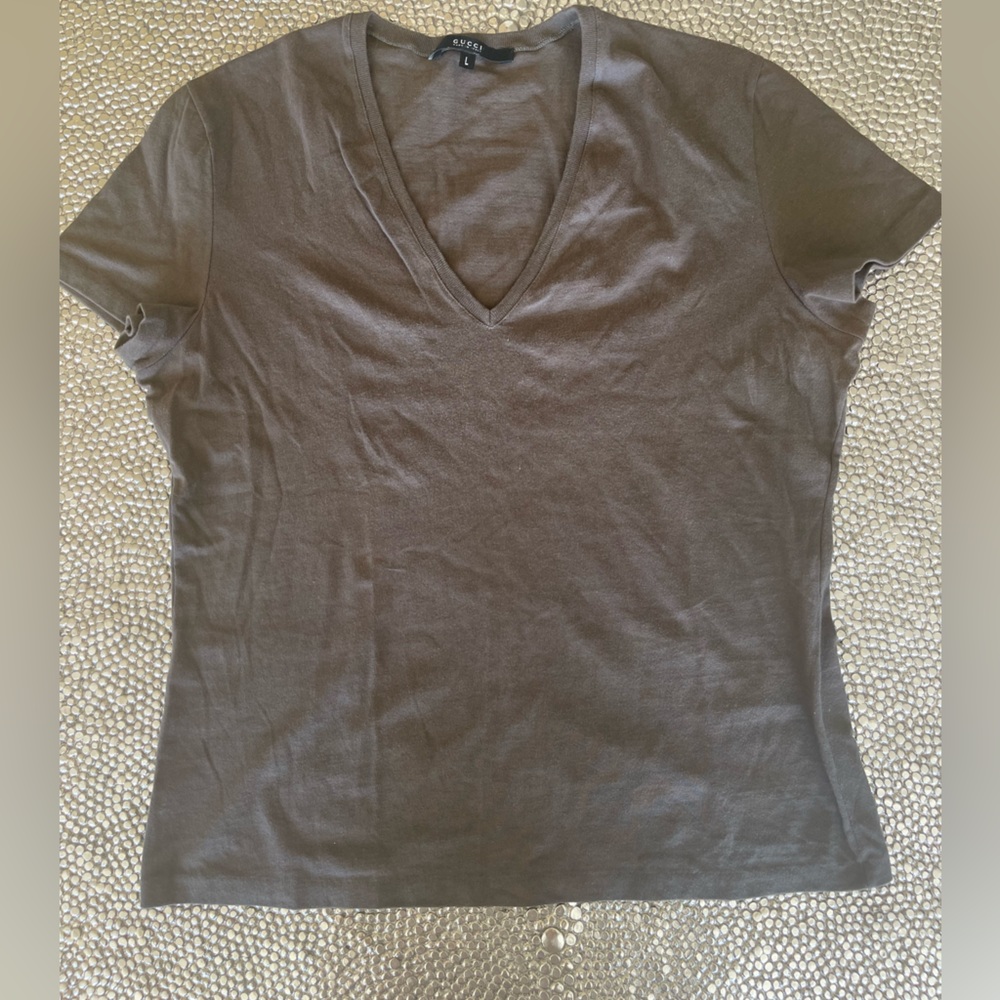 VINTAGE GUCCI 90’s taupe logo top